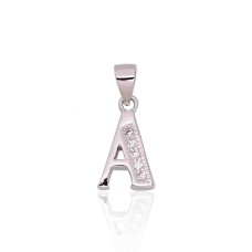 Sterling Silver Cubic Zirconia Letter Pendant “A”
