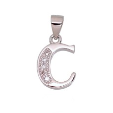 Sidabrinis raidės pakabukas su cirkoniais „C“