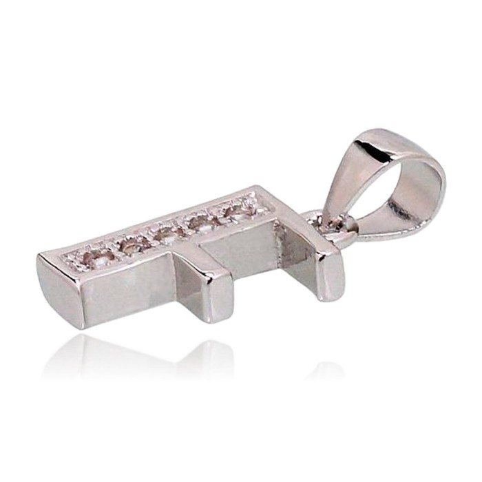 Sterling Silver Cubic Zirconia Letter Pendant “F II”
