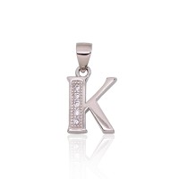 Sterling Silver Cubic Zirconia Letter Pendant “K”