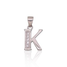 Sterling Silver Cubic Zirconia Letter Pendant “K”