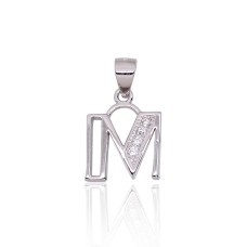 Серебряный кулон-буква с цирконами «M»
