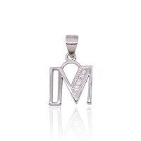 Sterling Silver Cubic Zirconia Letter Pendant “M”