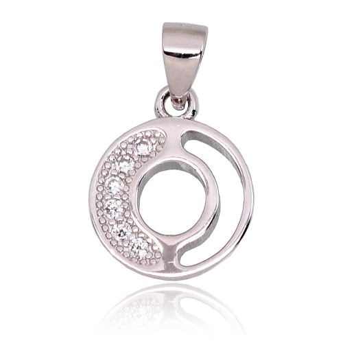 Sterling Silver Cubic Zirconia Pendant “O”