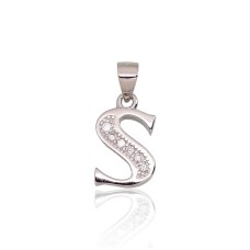 Sterling Silver Cubic Zirconia Letter Pendant “S”