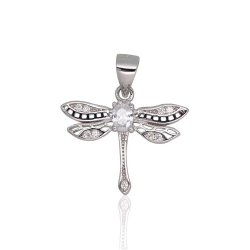 Sterling Silver Cubic Zirconia Pendant “Dragonfly”
