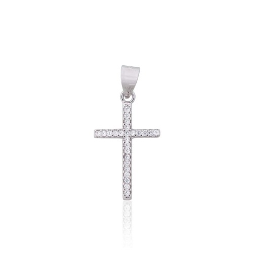 Sterling Silver Cubic Zirconia Cross Pendant “Cathedral Light VII”