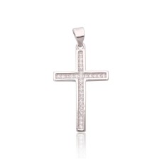 Sterling Silver Cubic Zirconia Cross Pendant “Cathedral Light V”