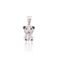 Lasten hopeariipus zirkoneilla ja emalilla ”Bear II”