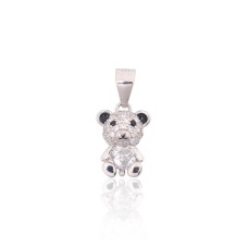Children's Sterling Silver Cubic Zirconia and Enamel Pendant “Bear II”