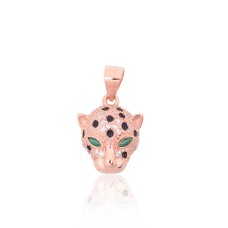 Sterling Silver Cubic Zirconia and Enamel Pendant “Panthera”