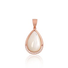 Sterling Silver Cubic Zirconia and Mother of Pearl Pendant “Tears of the Moon II”