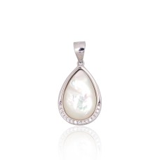 Sterling Silver Cubic Zirconia and Mother of Pearl Pendant “Tears of the Moon”