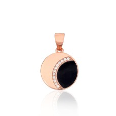 Sterling Silver Cubic Zirconia and Enamel Pendant “Eclipse II”