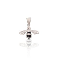 Sterling Silver Cubic Zirconia and Enamel Pendant “Pchelka”