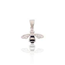 Sterling Silver Cubic Zirconia and Enamel Pendant “Pchelka”