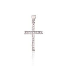 Sterling Silver Cubic Zirconia Cross Pendant “Cathedral Light II”