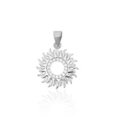 Sterling Silver Cubic Zirconia Pendant “Sun V”