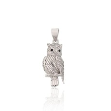 Sterling Silver Cubic Zirconia Pendant “Owl III”