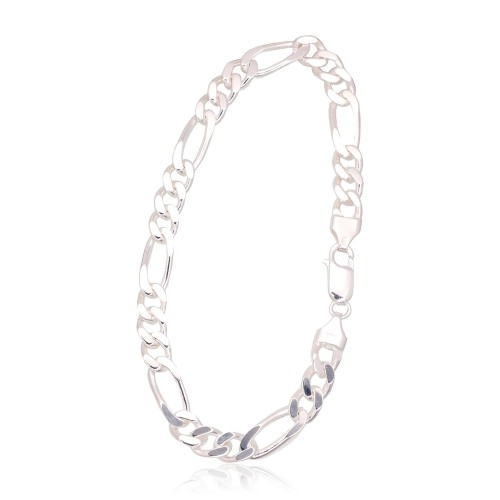 Italian 925 Sterling Silver Chain Bracelet “Figaro VI”