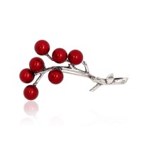 925 Sterling Silver Pearl Brooch “Frost Berry”