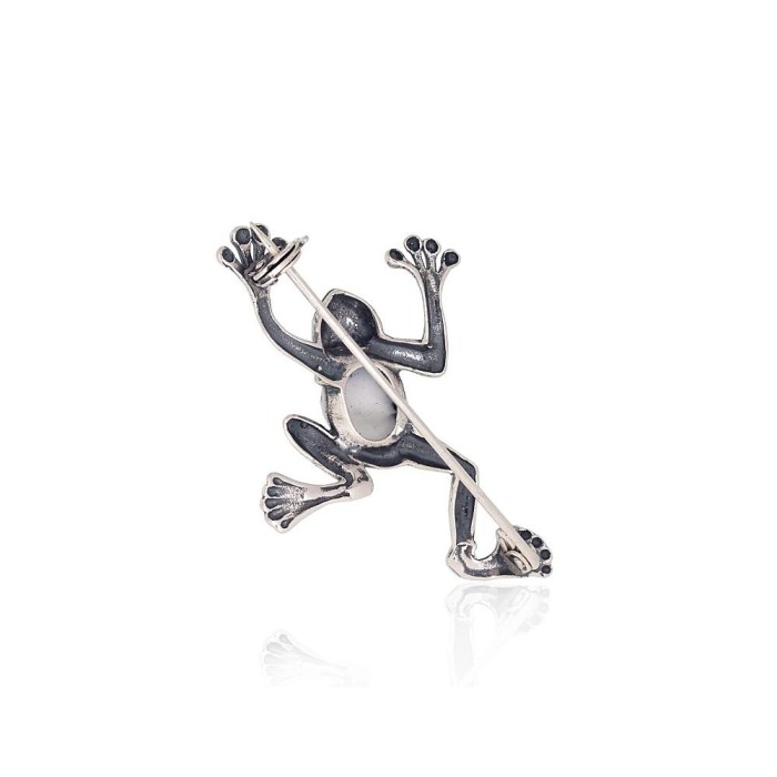 Sterling Silver Agate Brooch “Frog”