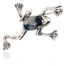 Sidabrinė sagė su agatu „Frog“