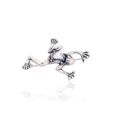 Sterling Silver Agate Brooch “Frog”