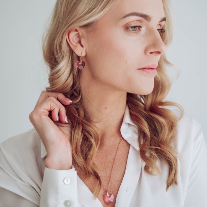 Sidabriniai auskarai „Juliet (Light Rose)“ su Swarovski® kristalais