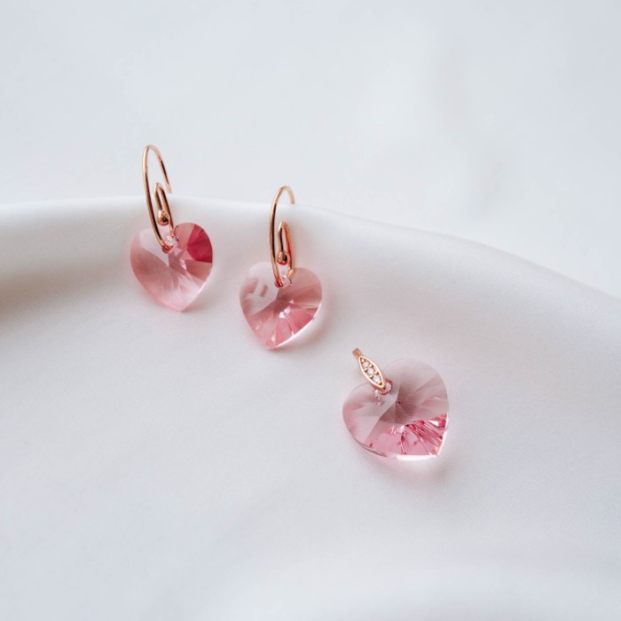 Sidabriniai auskarai „Juliet (Light Rose)“ su Swarovski® kristalais