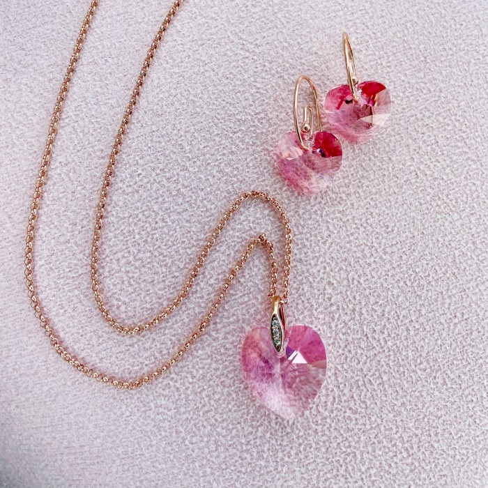 Sidabriniai auskarai „Juliet (Light Rose)“ su Swarovski® kristalais
