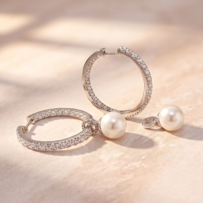 Sidabriniai auskarai „Galos XVII“ su Swarovski® kristalais
