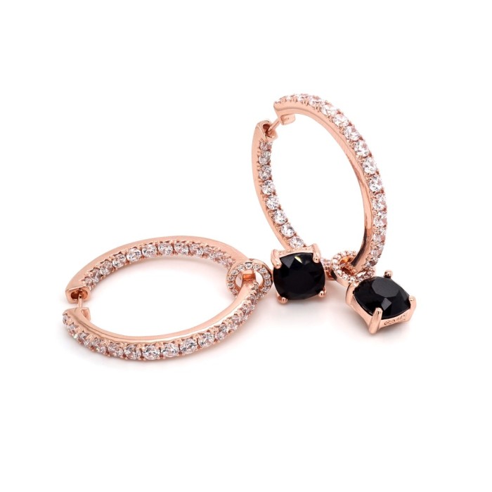 Sidabriniai auskarai „Ivy (Jet)“ su Swarovski® kristalais