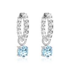 Sidabriniai auskarai „Iris (Aquamarine)“ su Swarovski® kristalais
