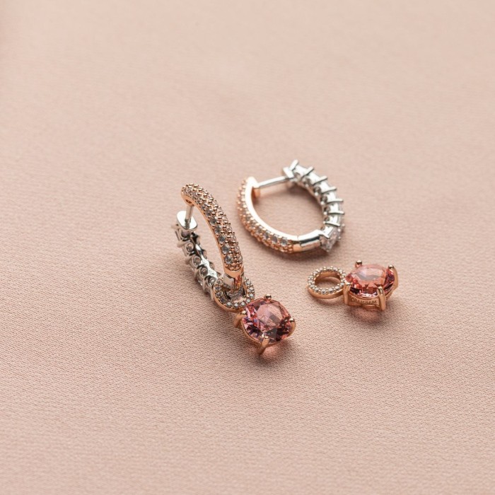 Sidabriniai auskarai „Iris (Light Rose Ignite)“ su Swarovski® kristalais
