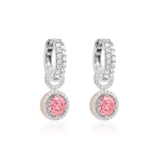 Sidabriniai auskarai „Hearts and Arrows V (Fancy Pink)“ su Swarovski® kristalais