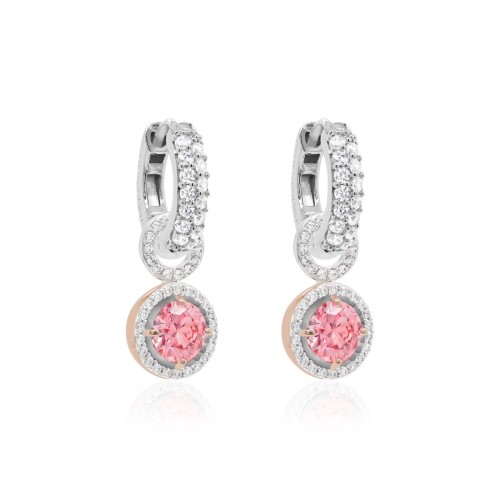 Sudraba auskari „Sirdis un Bultas V (Fancy Pink)“