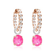 Sidabriniai auskarai „Iris (Electric Pink)“ su Swarovski® kristalais