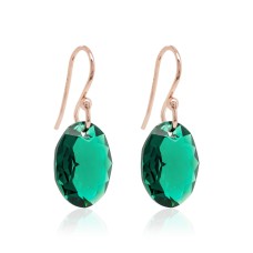 Sidabriniai auskarai „Tender Oval (Emerald)“ su Swarovski® kristalais