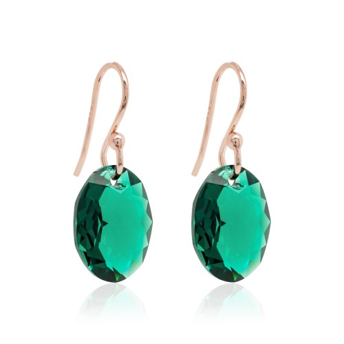 925 Sterling Silver Earrings “Tender Oval (Emerald)” created with Crystals by Swarovski®