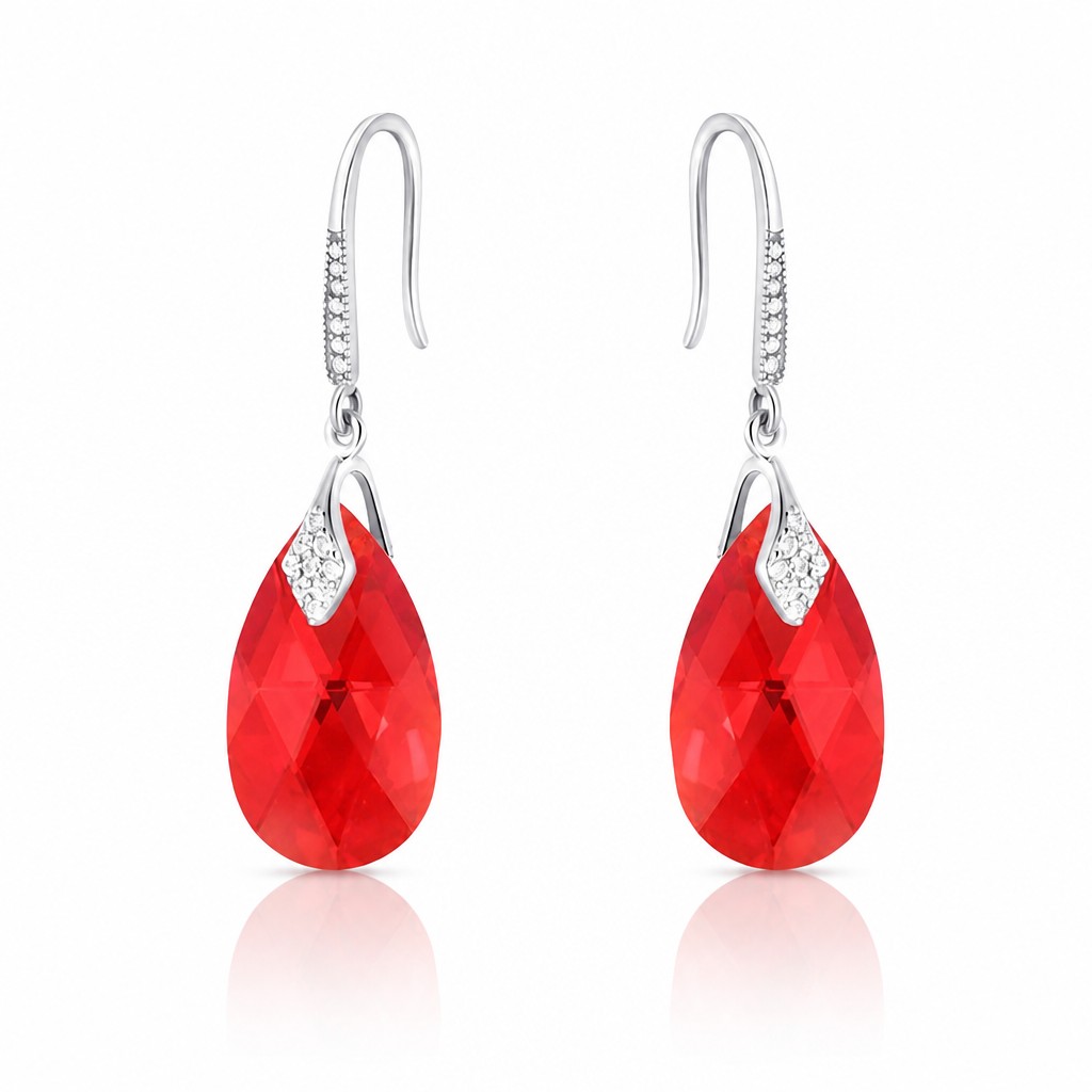Sidabriniai auskarai moterims DiamondSky „Baroque III (Light Siam AB)“ su Swarovski kristalais