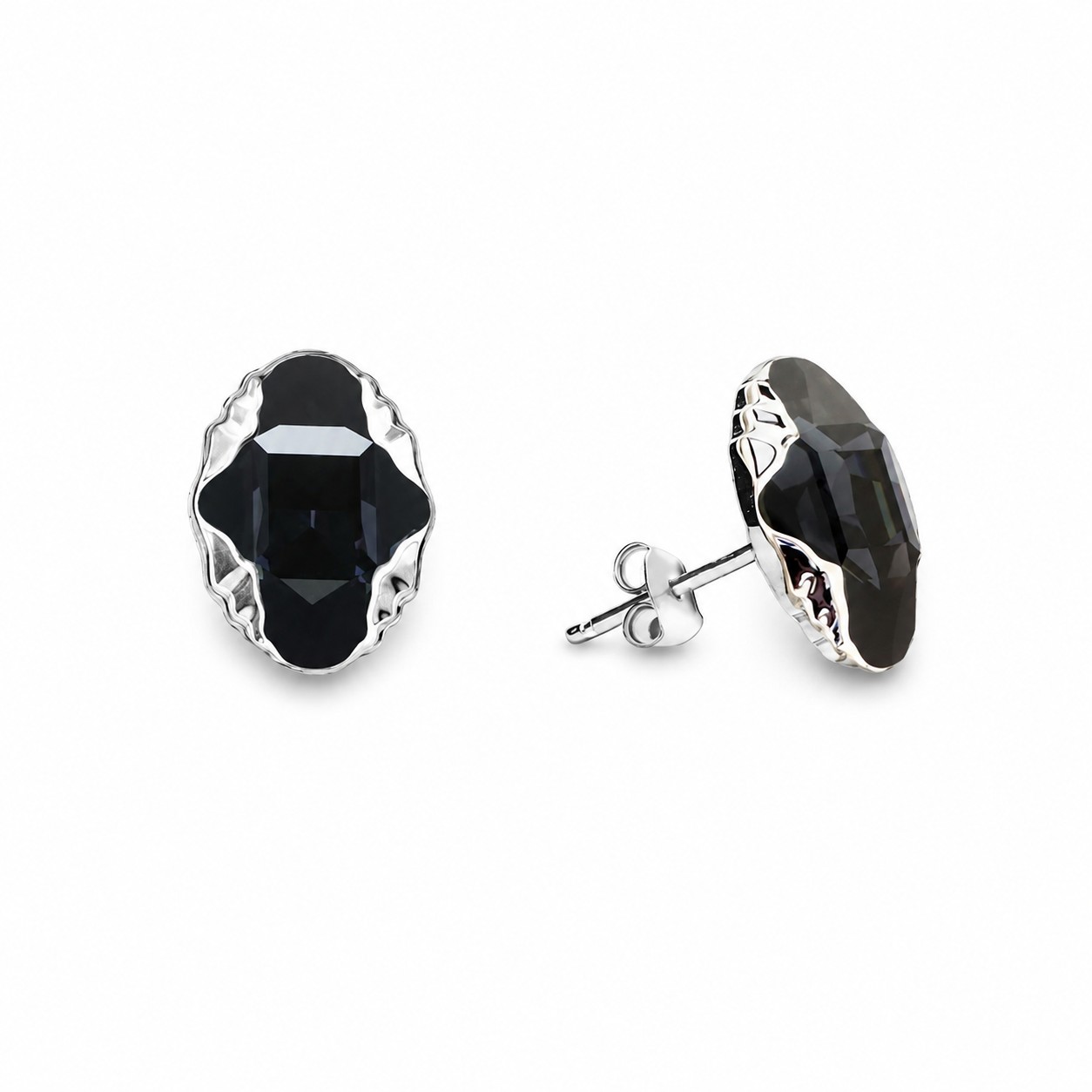 Sidabriniai auskarai „Delia (Graphite Lite Chrome)“ su Swarovski® kristalais