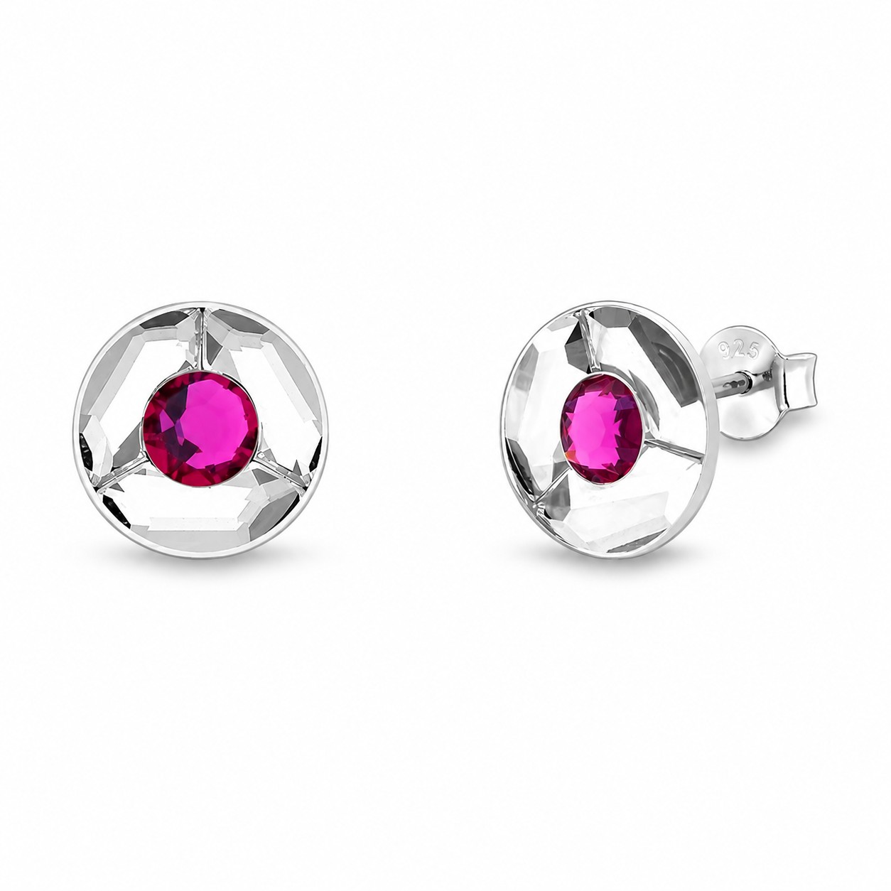 Sidabriniai auskarai „Astra (Fuchsia)“ su Swarovski® kristalais