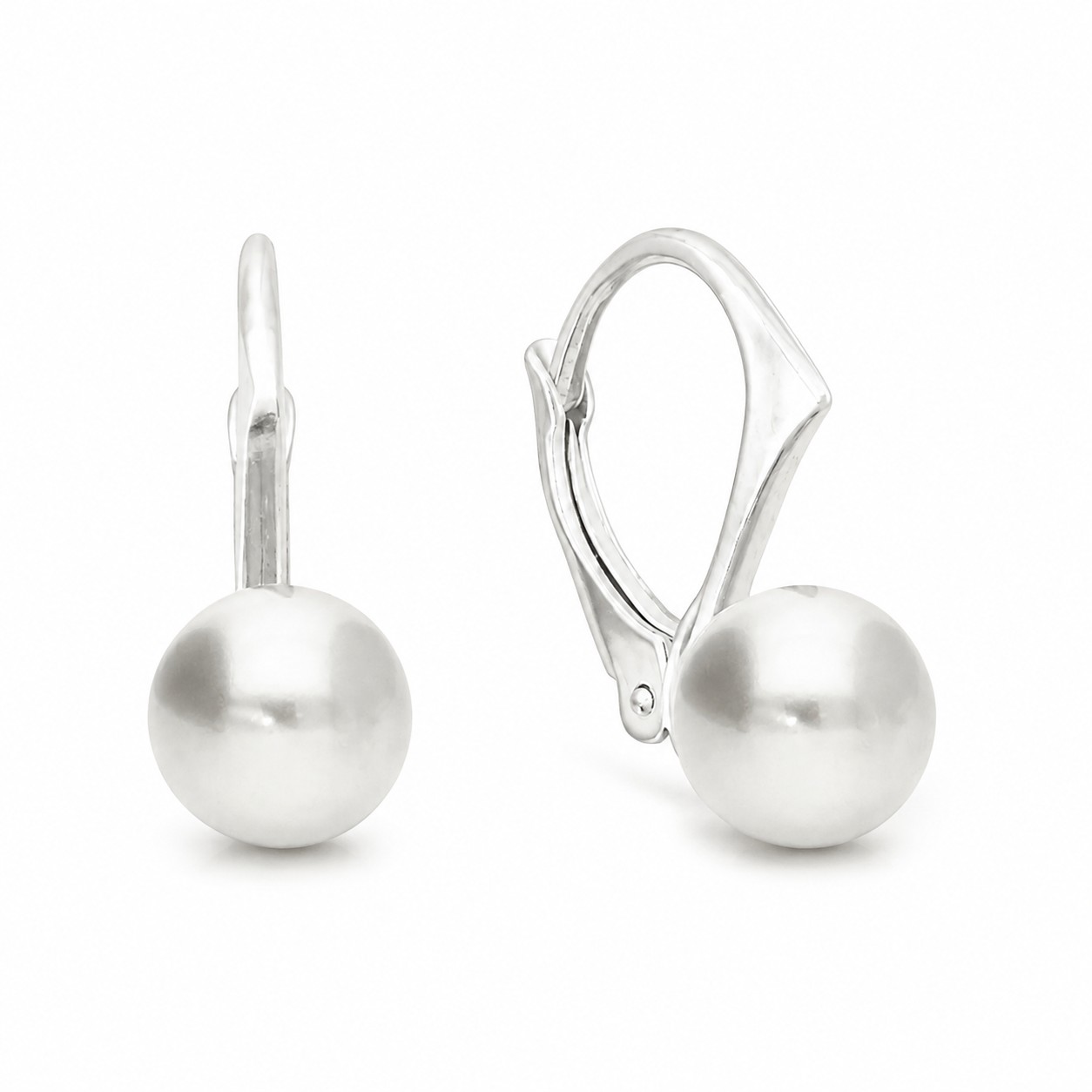 Sidabriniai auskarai „Rani (Light Grey)“ su Swarovski® perlais