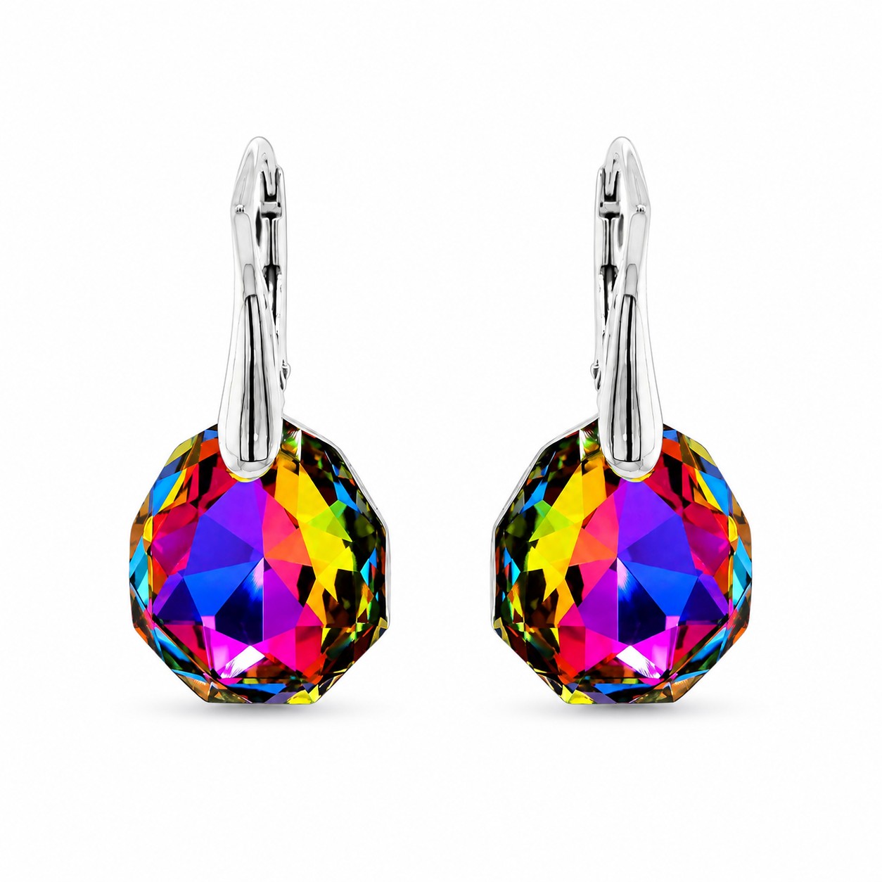 Sidabriniai auskarai „Frozen Edges (Vitrail Medium)“ su Swarovski® kristalais