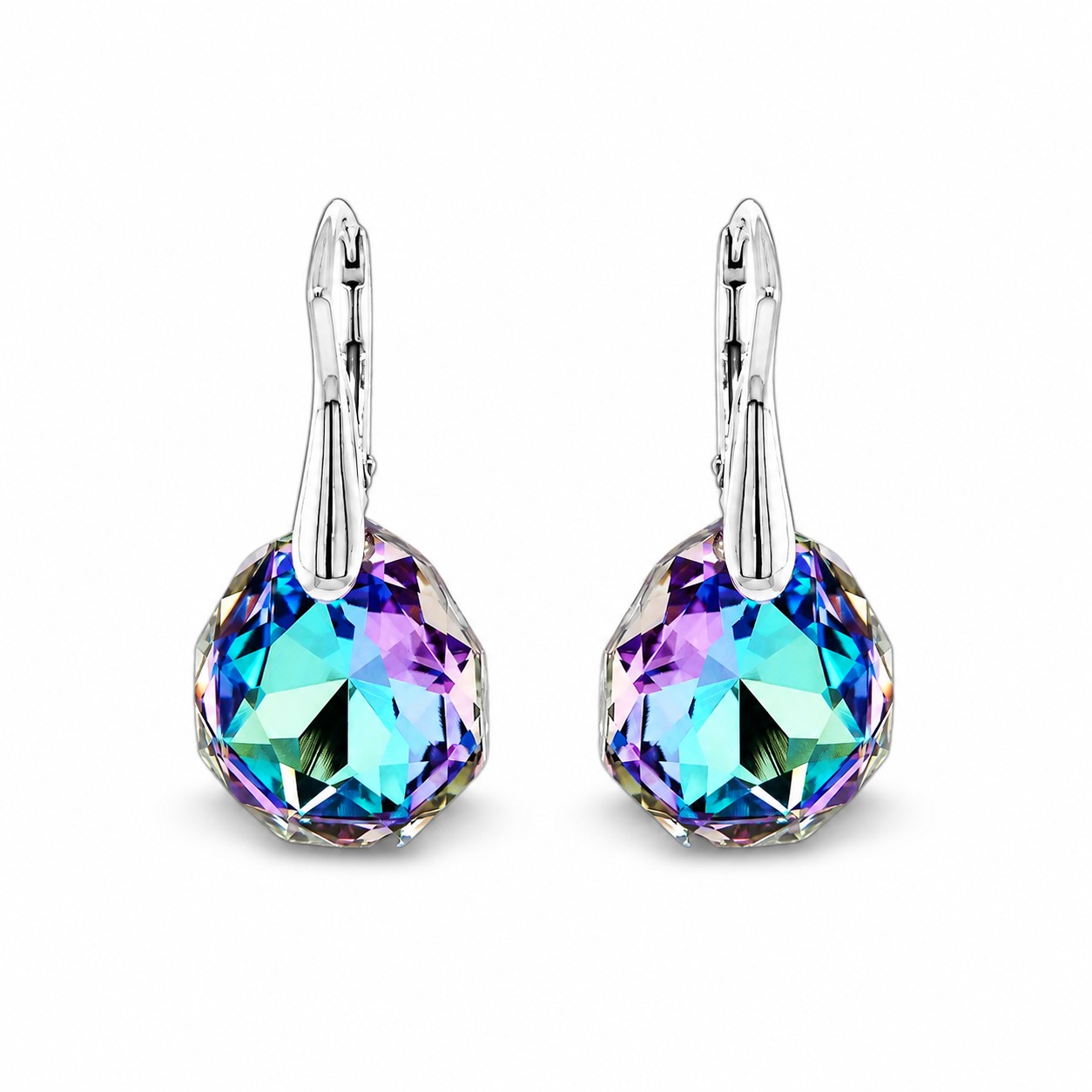 Sidabriniai auskarai „Frozen Edges (Vitrail Light)“ su Swarovski® kristalais