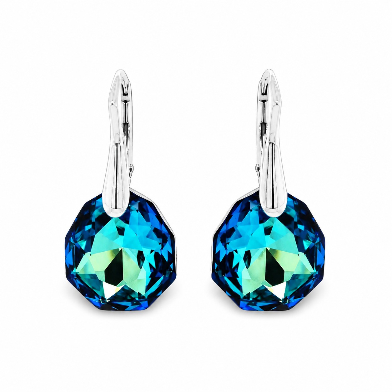 Sidabriniai auskarai „Frozen Edges (Bermuda Blue)“ su Swarovski® kristalais