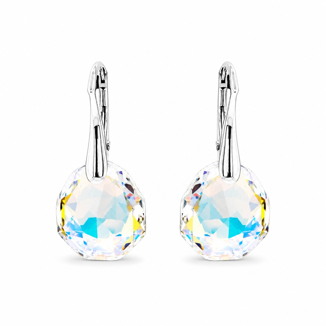 Sidabriniai auskarai „Frozen Edges“ (Aurora Borealis) iš 925 prabos sidabro su Swarovski kristalais