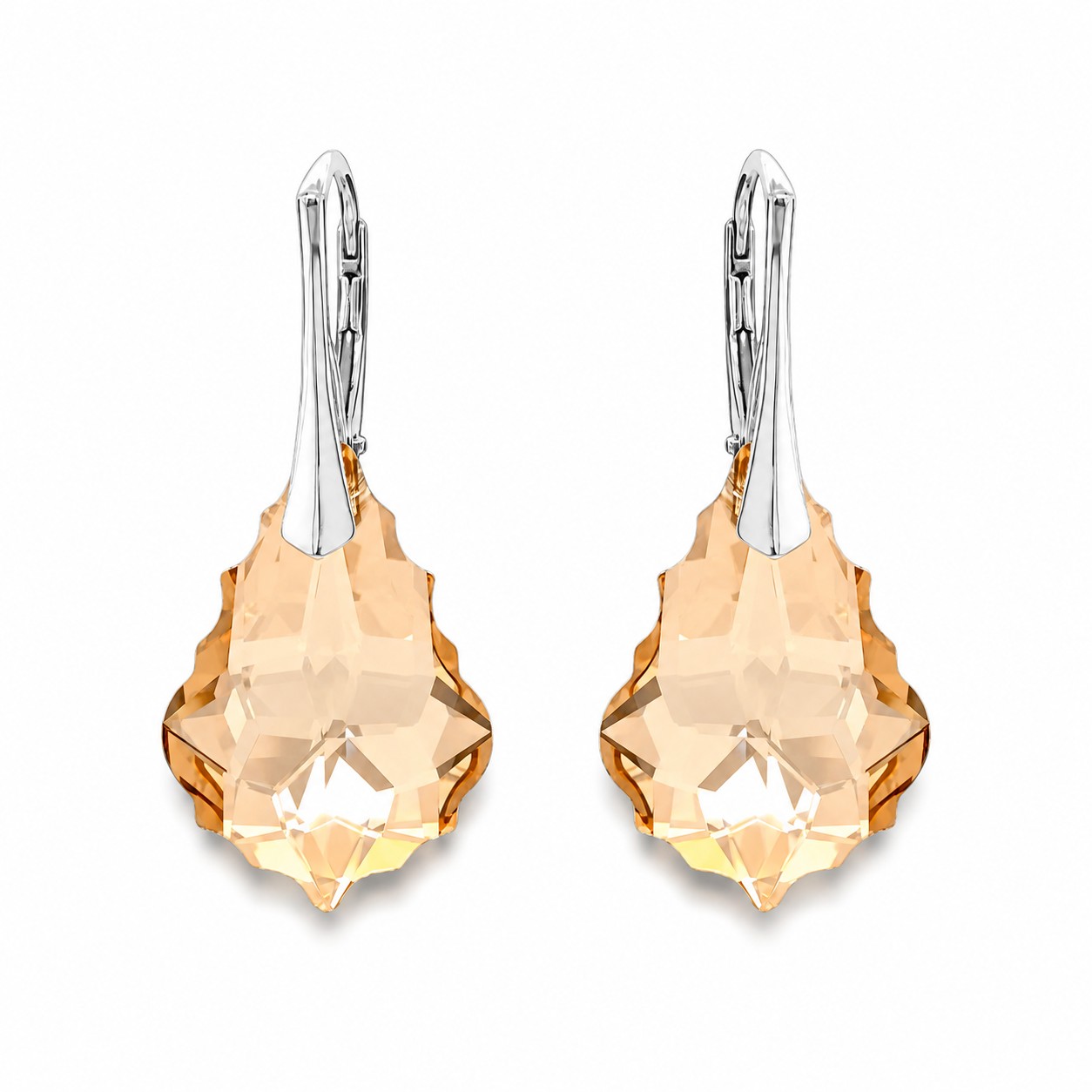 Sidabriniai auskarai „Baroque V (Golden Shadow)“ su Swarovski® kristalais