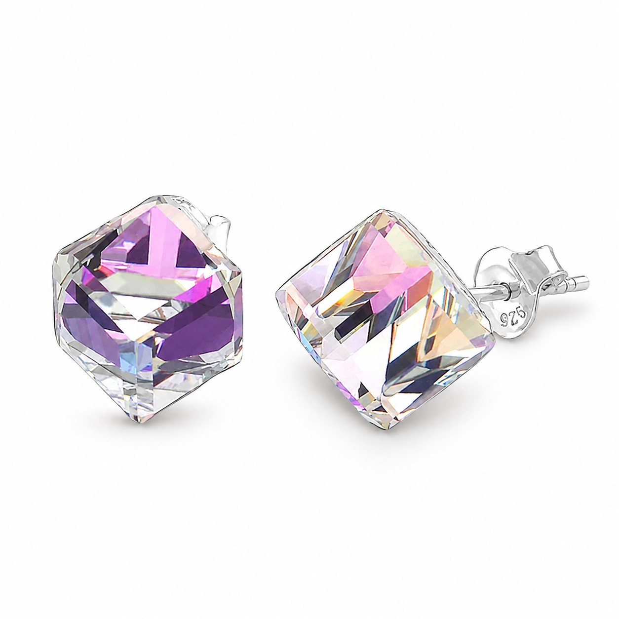 Sidabriniai auskarai „Rubicon II (Vitrail Light)“ su Swarovski® kristalais